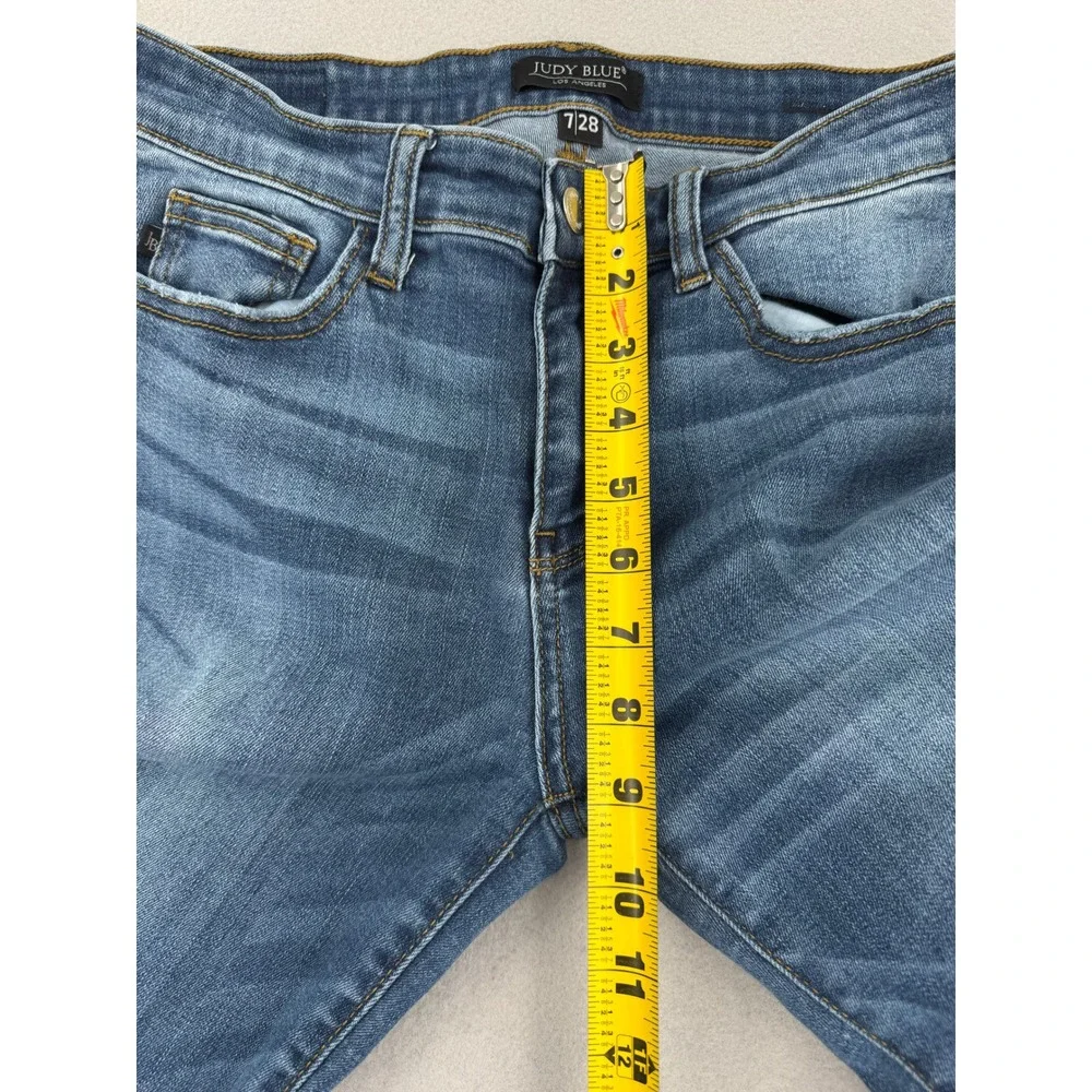 Judy Blue Mid Rise Angie Relaxed Fit Jeans Blue Medium Wash Womens 7/28 (28x26)